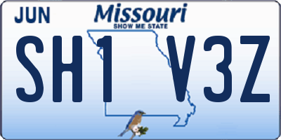 MO license plate SH1V3Z