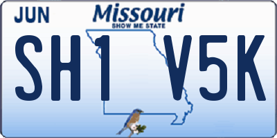 MO license plate SH1V5K