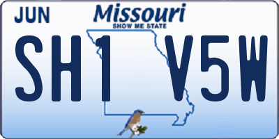 MO license plate SH1V5W
