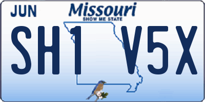 MO license plate SH1V5X