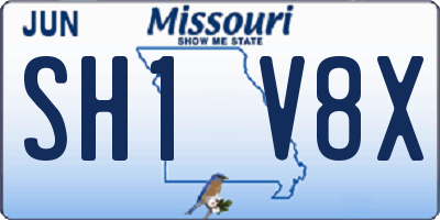 MO license plate SH1V8X