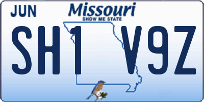 MO license plate SH1V9Z