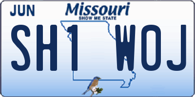MO license plate SH1W0J