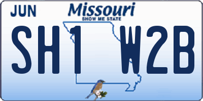 MO license plate SH1W2B