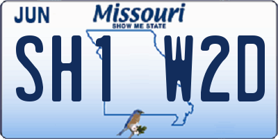 MO license plate SH1W2D