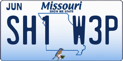 MO license plate SH1W3P