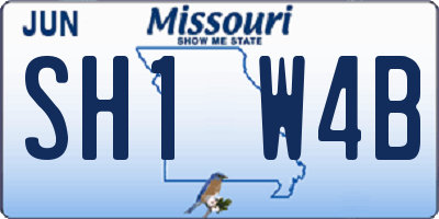 MO license plate SH1W4B