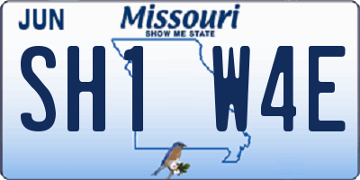 MO license plate SH1W4E