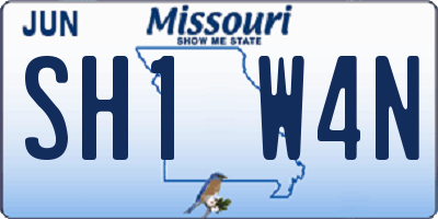 MO license plate SH1W4N