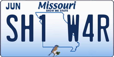 MO license plate SH1W4R