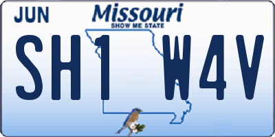 MO license plate SH1W4V