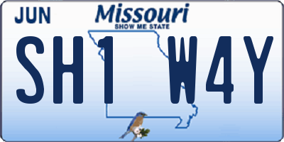 MO license plate SH1W4Y