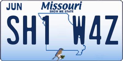 MO license plate SH1W4Z