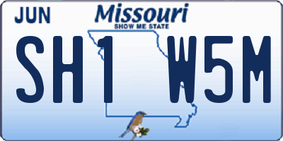 MO license plate SH1W5M
