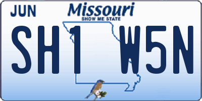 MO license plate SH1W5N