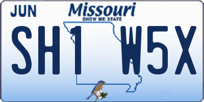 MO license plate SH1W5X