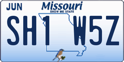 MO license plate SH1W5Z