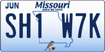 MO license plate SH1W7K