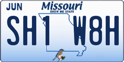 MO license plate SH1W8H