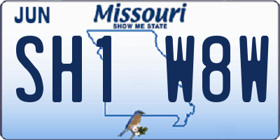 MO license plate SH1W8W
