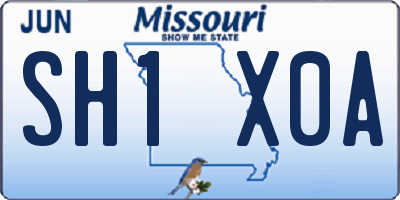 MO license plate SH1X0A