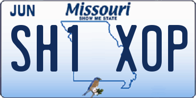 MO license plate SH1X0P