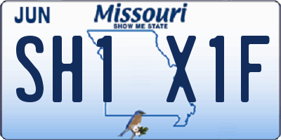 MO license plate SH1X1F