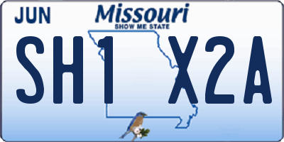 MO license plate SH1X2A
