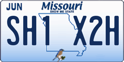 MO license plate SH1X2H
