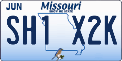MO license plate SH1X2K