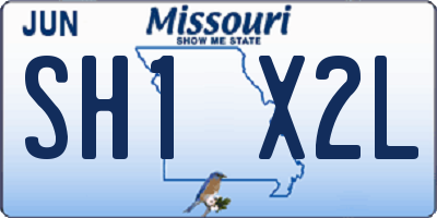 MO license plate SH1X2L