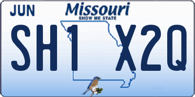 MO license plate SH1X2Q