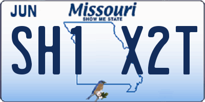 MO license plate SH1X2T