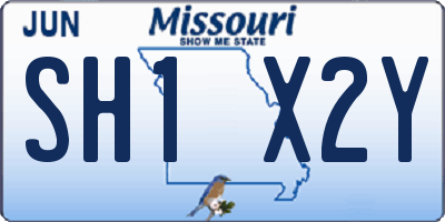 MO license plate SH1X2Y