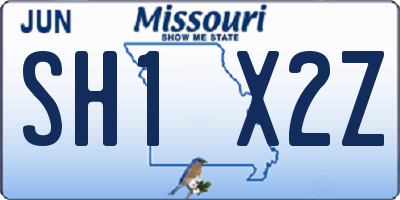 MO license plate SH1X2Z