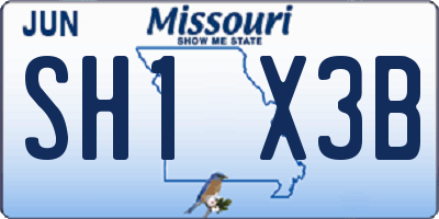 MO license plate SH1X3B