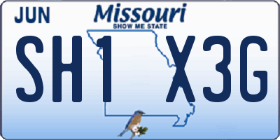 MO license plate SH1X3G