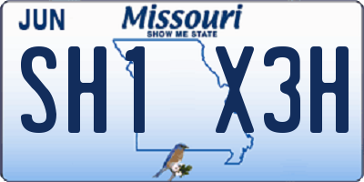 MO license plate SH1X3H