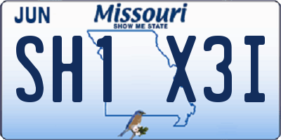 MO license plate SH1X3I