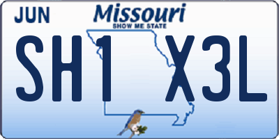 MO license plate SH1X3L