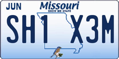 MO license plate SH1X3M