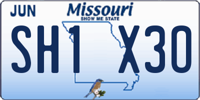 MO license plate SH1X3O