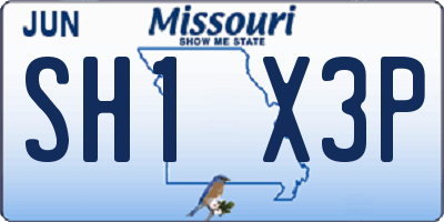 MO license plate SH1X3P