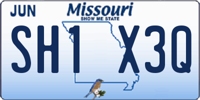 MO license plate SH1X3Q