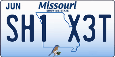 MO license plate SH1X3T