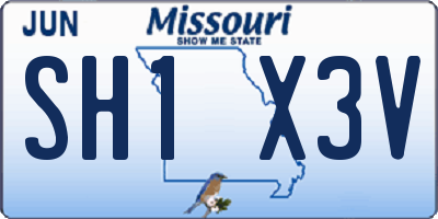 MO license plate SH1X3V