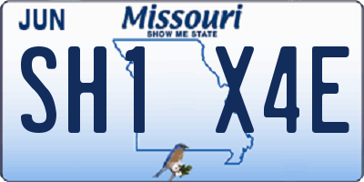 MO license plate SH1X4E