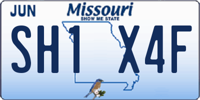 MO license plate SH1X4F