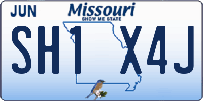 MO license plate SH1X4J