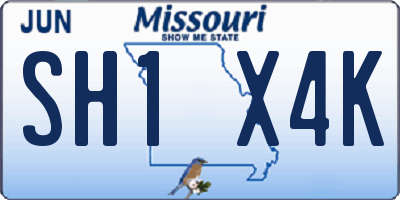 MO license plate SH1X4K